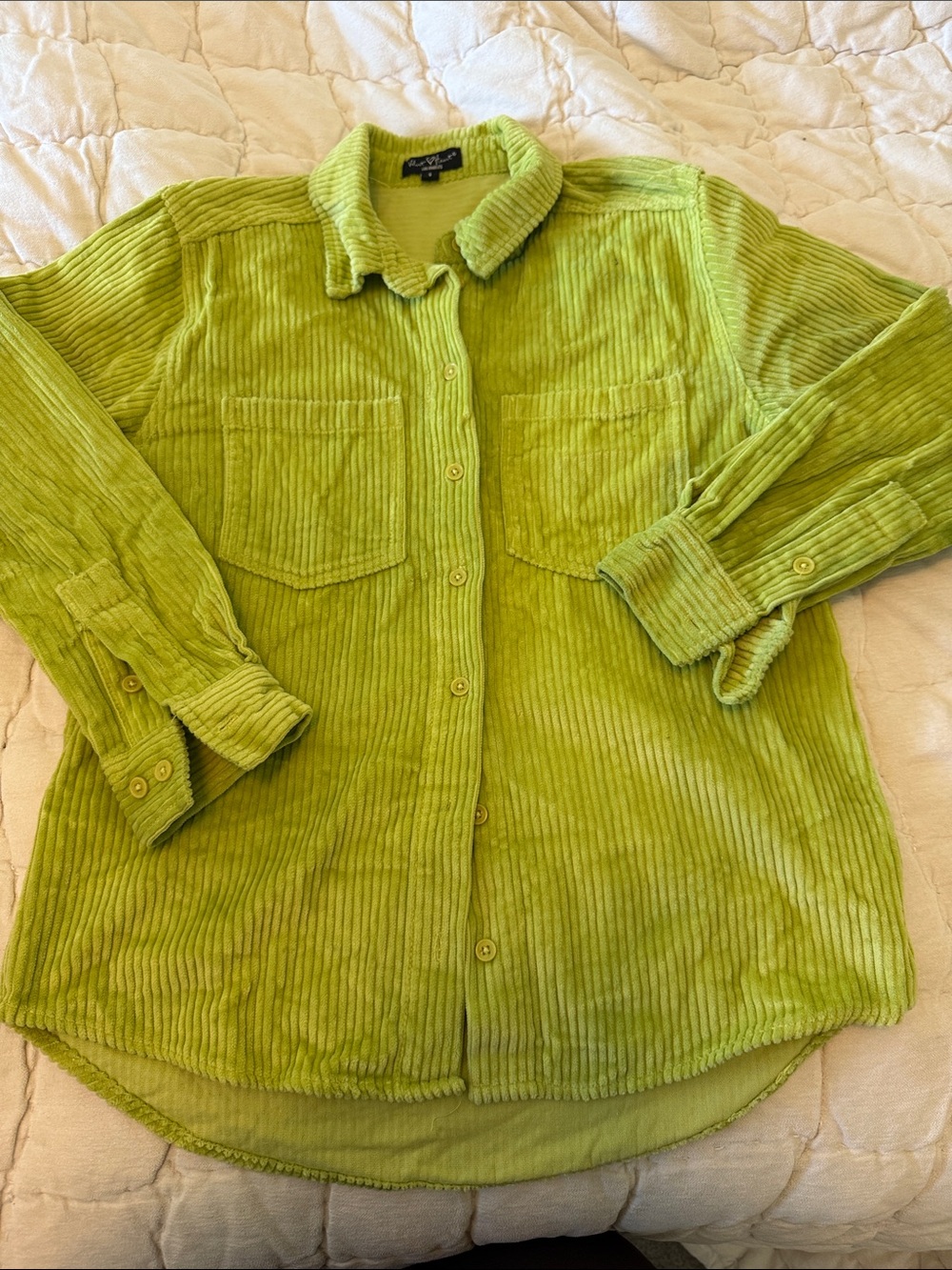 Velvet Heart Lime Green Corduroy Button-Down Shirt